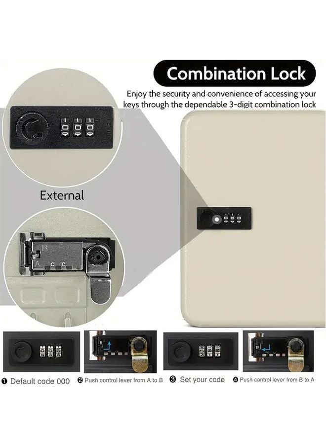 Black Key Box with 20 Keys PIN Code Dial Wall Mount for Home and Office - Image 5